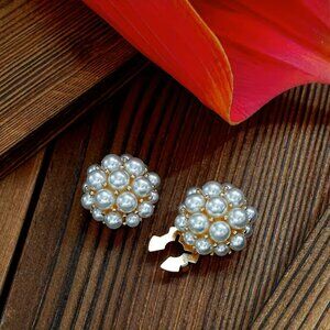 Fashion Button Covers | Alloy Metal with Bright Imitation Pearl Clusters